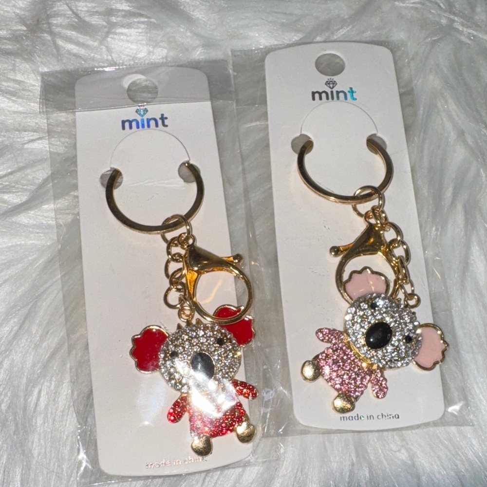 Mint Red and Pink Koala Key Holders/Bag Charms